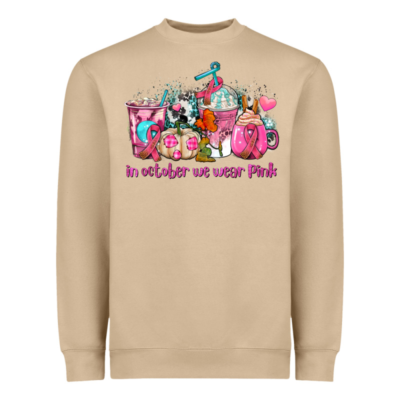 Western Cancer  In October We Wear Pink Coffee Cups With Ribbons Heavyweight Sweatshirt by AdoDesignShop | Teevron