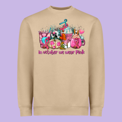 Western Cancer  In October We Wear Pink Coffee Cups With Ribbons Heavyweight Sweatshirt Designed By Adodesignshop