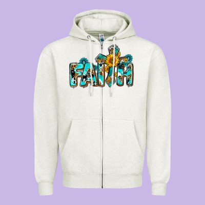 Faith With Cross Ado Zipper Hoodie Designed By Adodesignshop