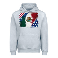 Heather Grey Mexican With American Flag Urban Hoodie - RanaPortraitStore