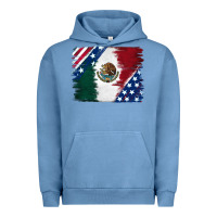 Pigment Pebble Blue Mexican With American Flag Urban Hoodie - RanaPortraitStore