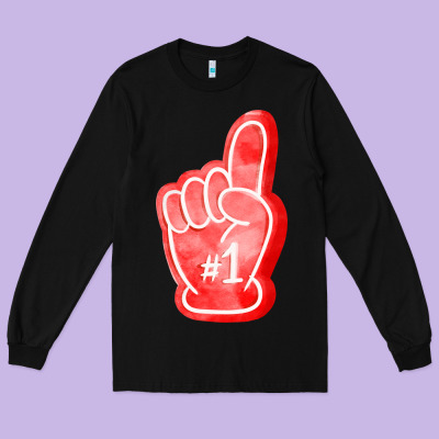 Number One Foam Finger Long Sleeve Tee Designed By Fadigitalartstudio