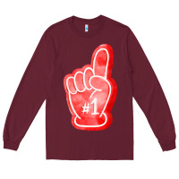 Burgundy number one foam finger Long Sleeve Tee - FaDigitalArtStudio