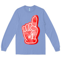 Colony Blue number one foam finger Long Sleeve Tee - FaDigitalArtStudio