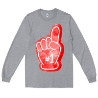 Heather Grey number one foam finger Long Sleeve Tee - FaDigitalArtStudio