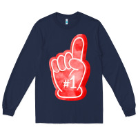 Navy number one foam finger Long Sleeve Tee - FaDigitalArtStudio