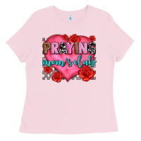 Bubblegum Pink praying moms club olivia Ladies Tee - OliviaCreatesArt
