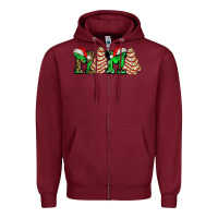 Burgundy mama with christmas tree cake ado Zipper Hoodie - AdoDesignShop