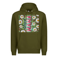 Army Green Blessed mama with daisy and leopard Premium Hoodie - RanaPortraitStore