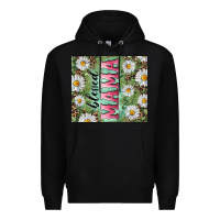 Black Blessed mama with daisy and leopard Premium Hoodie - RanaPortraitStore