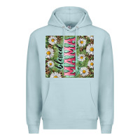 Blue Mist Blessed mama with daisy and leopard Premium Hoodie - RanaPortraitStore