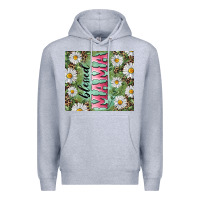Heather Grey Blessed mama with daisy and leopard Premium Hoodie - RanaPortraitStore