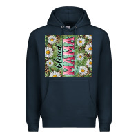 Navy Blessed mama with daisy and leopard Premium Hoodie - RanaPortraitStore