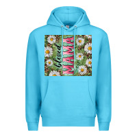 Ocean Blue Blessed mama with daisy and leopard Premium Hoodie - RanaPortraitStore