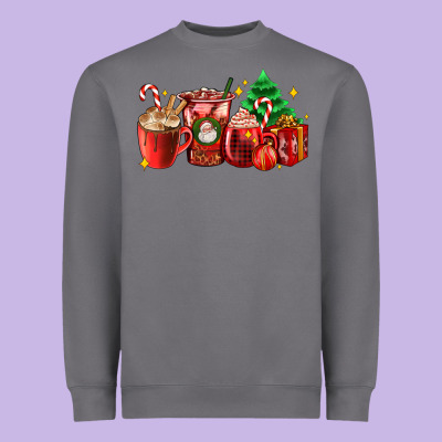 Christmas Coffee Cups With Gift And Christmas Tree Heavyweight Sweatshirt Designed By Adodesignshop