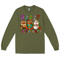 Army Green Happy hallothankmas coffee cups Long Sleeve Tee - FaDigitalArtStudio
