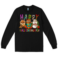 Black Happy hallothankmas coffee cups Long Sleeve Tee - FaDigitalArtStudio