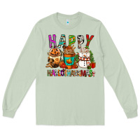 Matcha Happy hallothankmas coffee cups Long Sleeve Tee - FaDigitalArtStudio