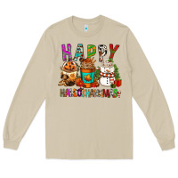 Mushroom Happy hallothankmas coffee cups Long Sleeve Tee - FaDigitalArtStudio