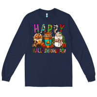 Navy Happy hallothankmas coffee cups Long Sleeve Tee - FaDigitalArtStudio