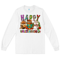 White Happy hallothankmas coffee cups Long Sleeve Tee - FaDigitalArtStudio