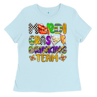 Baby Blue mardi gras drinking team with glasses olivia Ladies Tee - OliviaCreatesArt