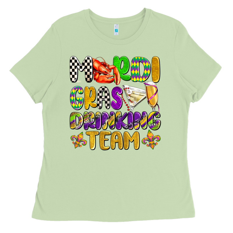 Mardi Gras Drinking Team With Glasses Olivia Ladies Tee by OliviaCreatesArt | Teevron