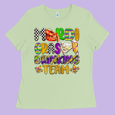 Mardi Gras Drinking Team With Glasses Olivia Ladies Tee Designed By Oliviacreatesart