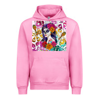 Fuchsia Pink sugar skull girl Urban Hoodie - RanaPortraitStore