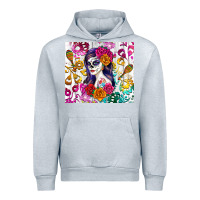 Heather Grey sugar skull girl Urban Hoodie - RanaPortraitStore