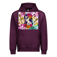 Mauve Wine sugar skull girl Urban Hoodie - RanaPortraitStore