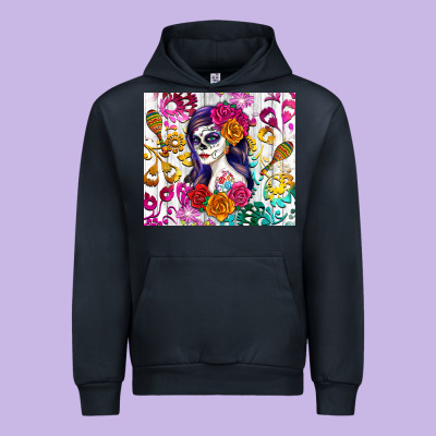 Sugar Skull Girl Urban Hoodie Designed By Ranaportraitstore