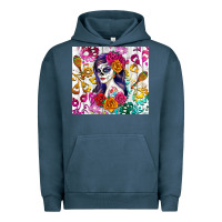 Pigment Midnight Navy sugar skull girl Urban Hoodie - RanaPortraitStore