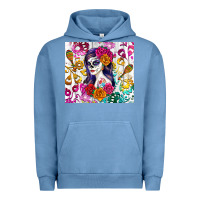 Pigment Pebble Blue sugar skull girl Urban Hoodie - RanaPortraitStore