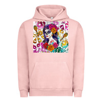 Pigment Salmon sugar skull girl Urban Hoodie - RanaPortraitStore