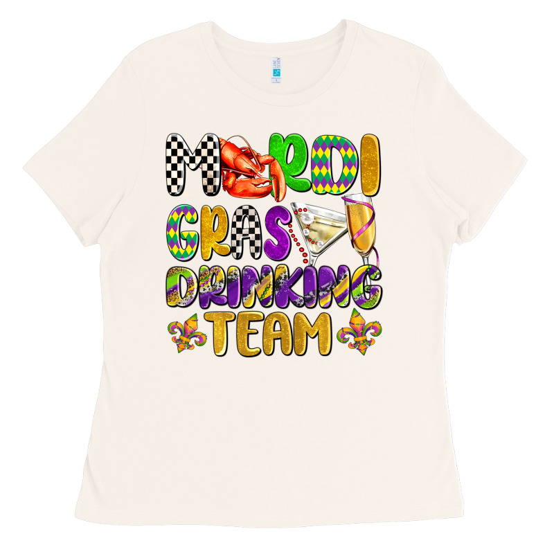 Mardi Gras Drinking Team With Glasses Olivia Ladies Tee by OliviaCreatesArt | Teevron