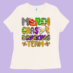 Mardi Gras Drinking Team With Glasses Olivia Ladies Tee Designed By Oliviacreatesart