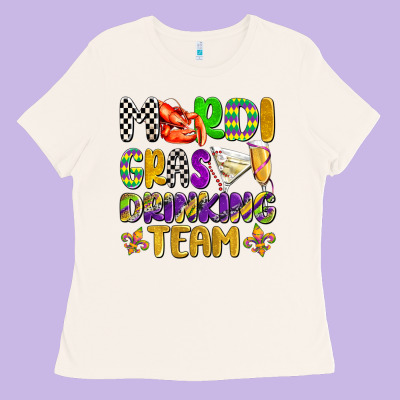 Mardi Gras Drinking Team With Glasses Olivia Ladies Tee Designed By Oliviacreatesart
