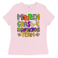 Bubblegum Pink mardi gras drinking team with glasses olivia Ladies Tee - OliviaCreatesArt
