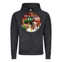 Vintage Black Merry Christmas Farm Animals Vintage Hoodie - FaDigitalArtStudio