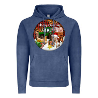 Vintage Denim Merry Christmas Farm Animals Vintage Hoodie - FaDigitalArtStudio
