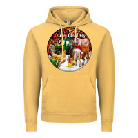 Vintage Mustard Merry Christmas Farm Animals Vintage Hoodie - FaDigitalArtStudio