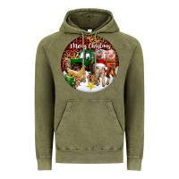 Vintage Olive Merry Christmas Farm Animals Vintage Hoodie - FaDigitalArtStudio