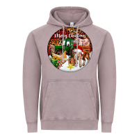 Vintage Zinc Merry Christmas Farm Animals Vintage Hoodie - FaDigitalArtStudio