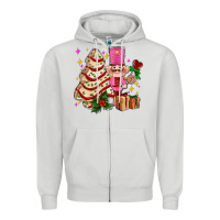 Dove Grey christmas tree cake and nutcracker with gifts ado Zipper Hoodie - AdoDesignShop