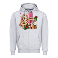 Heather Grey christmas tree cake and nutcracker with gifts ado Zipper Hoodie - AdoDesignShop