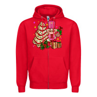 Red christmas tree cake and nutcracker with gifts ado Zipper Hoodie - AdoDesignShop