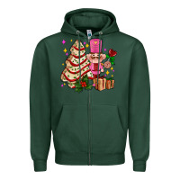 Sports Green christmas tree cake and nutcracker with gifts ado Zipper Hoodie - AdoDesignShop
