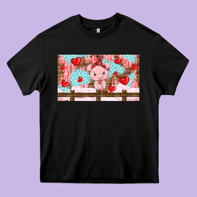 Cute Pig Heavy Core Tee Designed By Tumblerdesignbyshophia