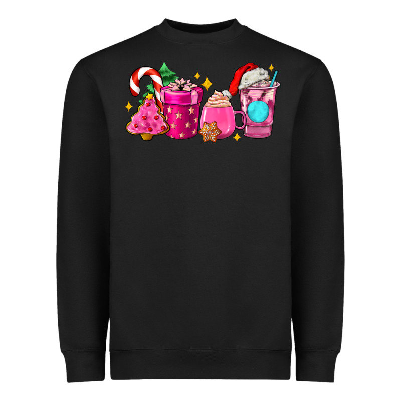 Pink Christmas Coffee Cups Heavyweight Sweatshirt by AdoDesignShop | Teevron
